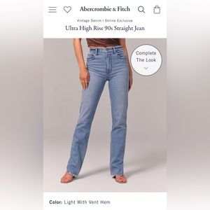 Abercrombie & Fitch Ultra High Rise 90s straight jean with split hem